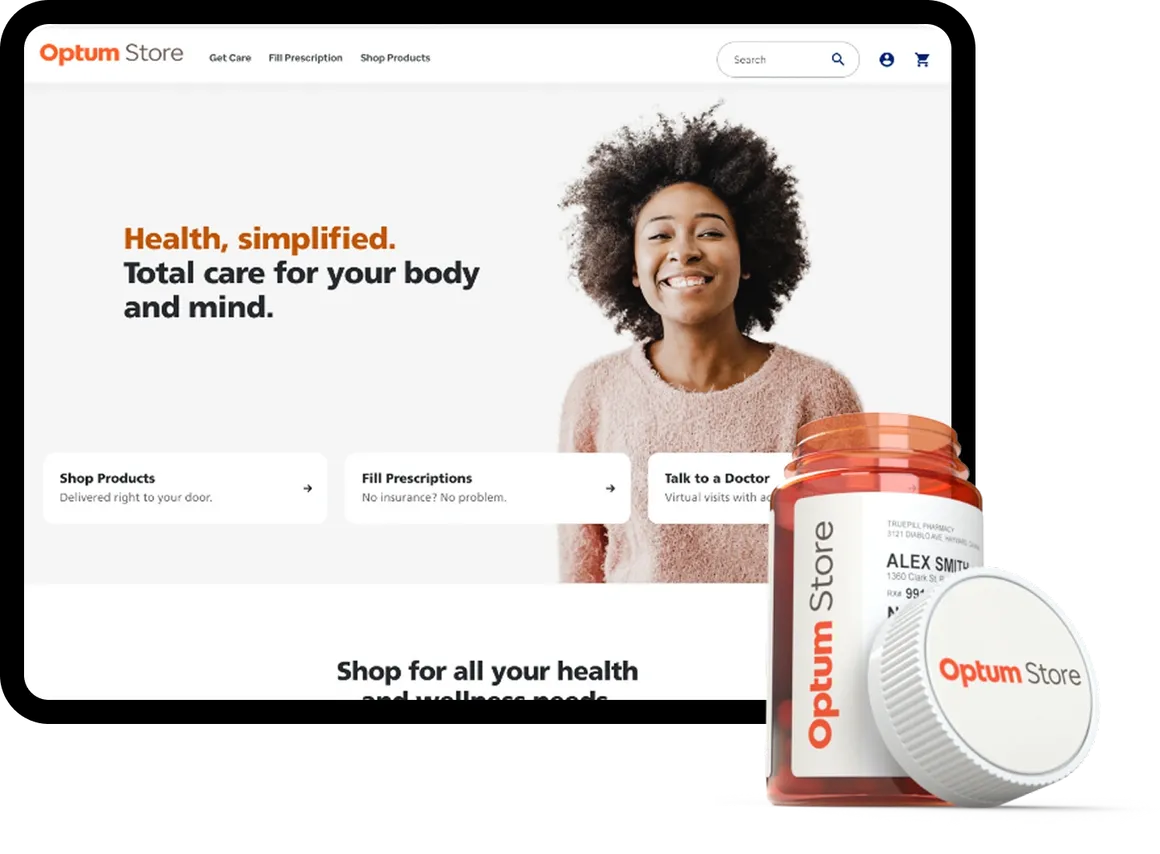 Optum Store direct-to-consumer health platform on screen